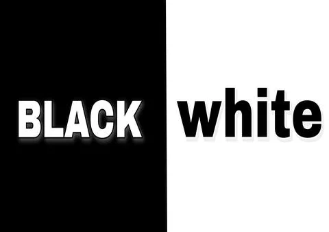 Black and white background, on the black side it is written black in white Stock Illustration