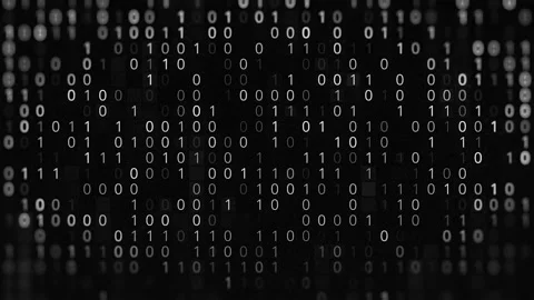 Black and white background with code zero and one. Animation. Binary code on Stock Footage 144341113