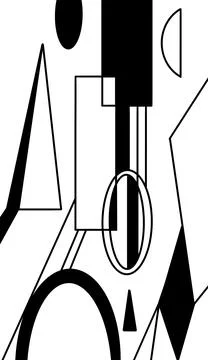 Black and white background with geometric abstract shapes of triangles. circles Stock Illustration
