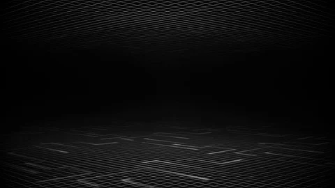 Black and white background of grids and moving light lines Stock Footage 81315666