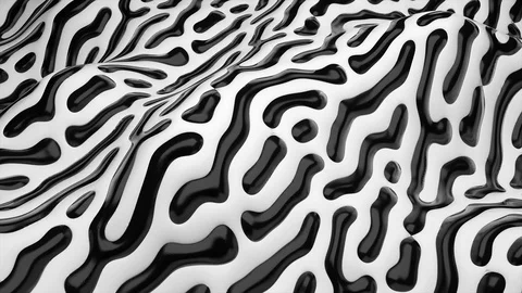 Black and white  background, moving texture. Generative Graphics, loop Stock Footage 122728737
