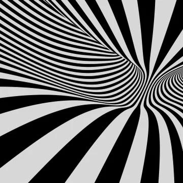 Black and white background. Pattern with optical illusion. Vector. Stock Illustration