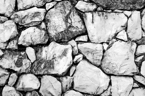 Black and white background texture of stone wall Stock Photos