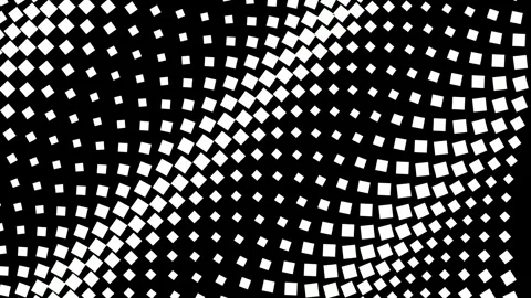 Black and white background with waves of a grid of squares Stock Footage 338272445