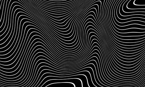 Black and white background, waves of lines, abstract wallpaper, vector design Stock Illustration
