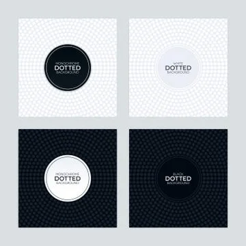 Black and white backgrounds with circular dotted textures Stock Illustration