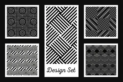 Black and white backgrounds frames set vector design Illustrazione stock