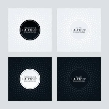Black and white backgrounds with halftone textures Stock Illustration