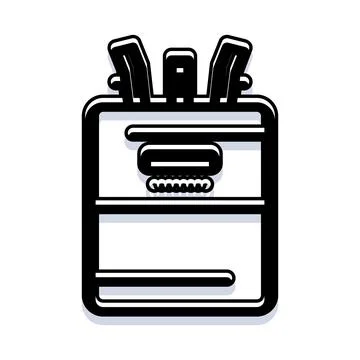 Black and white backpack line art icon Stock Illustration