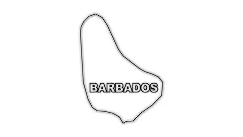 Black And White Barbados Map Outline Minimalist Monochrome Illustration Stock Illustration