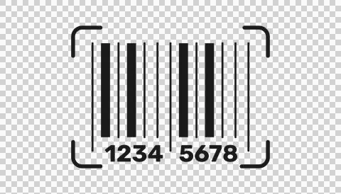 A black and white barcode icon with a scanning frame. Stock Illustration