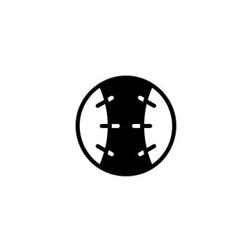 Black and white baseball icon illustration depicting simple stitching detai.. Stock Illustration