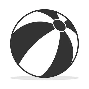 Black and white beach ball vector icon isolated on white background symbol Stock Illustration