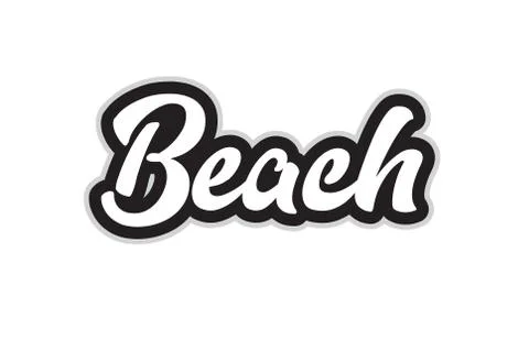 Black and white beach hand written word text for typography logo design Stock Illustration