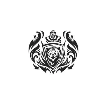 Black and white bear logo vector illustration. Stock Illustration
