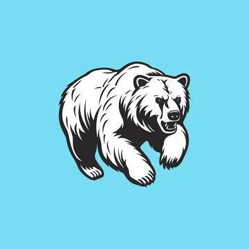 Black and white Bear Running Forward Stock Illustration
