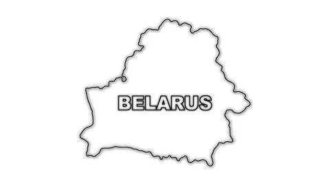Black And White Belarus Map Outline Minimalist Monochrome Illustration Stock Illustration