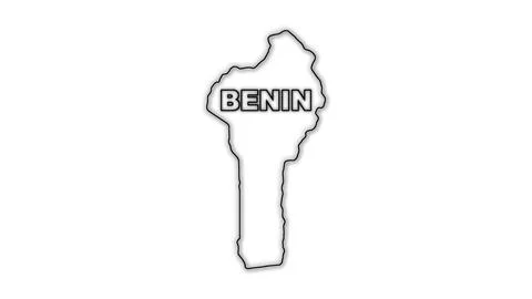 Black And White Benin Map Outline Minimalist Monochrome Illustration Illustrazione stock