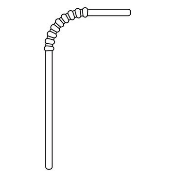 Black and White Bent Drinking Straw Stock Illustration