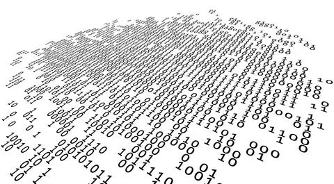 Black and white binary coding background with 0 and 1 digits Stock Illustration