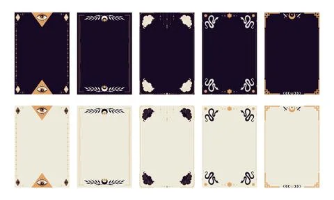 Black and white border frame templates for Tarot cards. Empty frames Stock Illustration