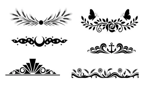 Black and white borders frames wheat Stock Illustration