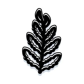 Black and white botanical leaf illustration design Stock Illustration