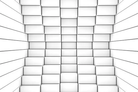 Black and white boxes abstract background 3D render illustration Stock Illustration