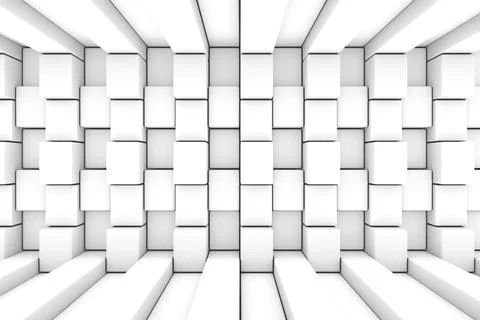 Black and white boxes abstract background 3D render illustration Stock Illustration