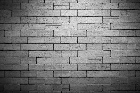 Black and white bricks wall pattern, Texture backgrounds 写真素材