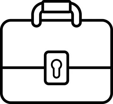 A black and white briefcase with a lock Stock Illustration