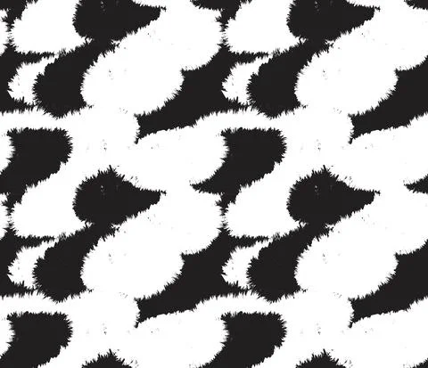 Black and White Brush Stroke Fur Seamless Pattern 스톡 일러스트