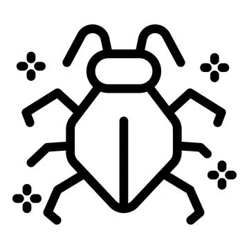 Black and white bug icon representing malware infecting computer Stock Illustration