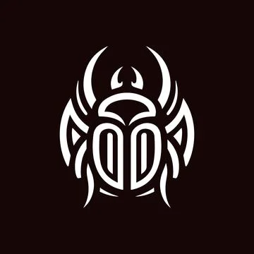 Black and white bug vector illustration. The bug is surrounded by a design .. Stock Illustration