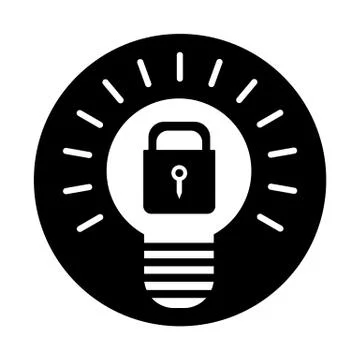 Black and white bulb vector icon Stock Illustration