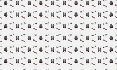 Black and white bunny pattern with ears and paws on white background Stock Illustration