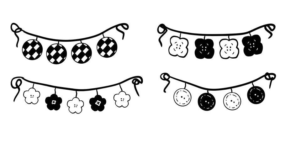 Black and White Bunting Flag Set | Party and Decoration Designs Stock-Illustration