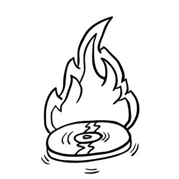 Black and white burning record Stock Illustration