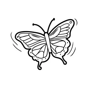 Black and white butterfly flapping its wings Stock Illustration