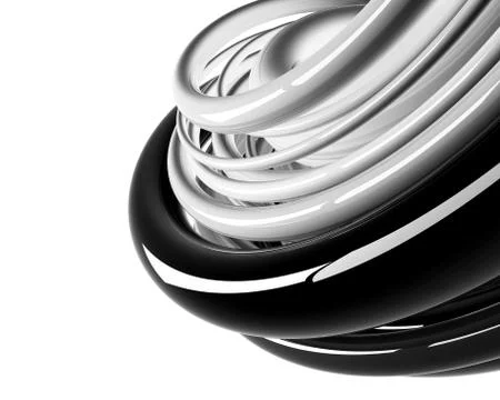 Black and white cables in perspective on the white background Stock Illustration