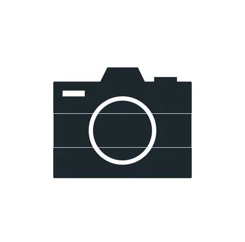 Black and White Camera Icon with Flat Design. Stock Illustration