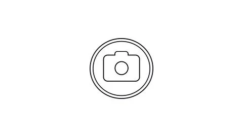 Black and white camera icon inside circle, minimalist design, simple graphi.. イラスト素材