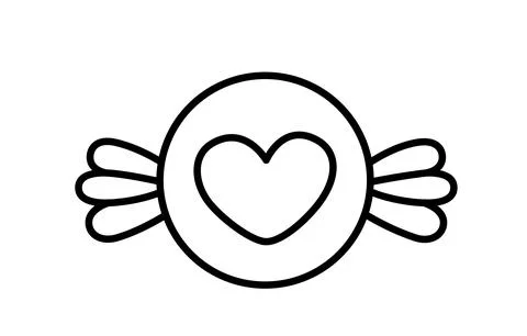 Black and white candy. Candy with heart coloring book. Vector Stock Illustration