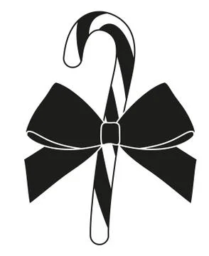 Black and white candy cane gift silhouette Stock Illustration