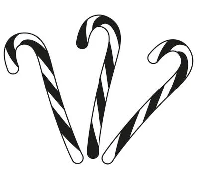Black and white candy cane silhouette set Illustrazione stock