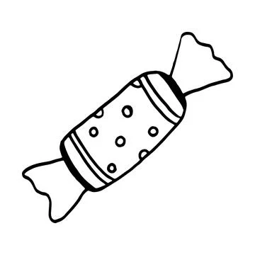 Black and white candy doodle sketch Isolated on White Background. Stock Illustration