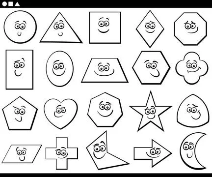 Black and white cartoon basic geometric shapes Black and White Cartoon Ill... Stock Photos
