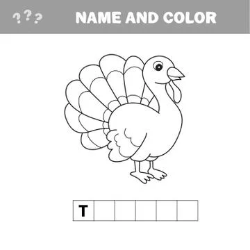 Black and White Cartoon Vector Illustration of Funny Turkey Farm Bird Animal Illustration