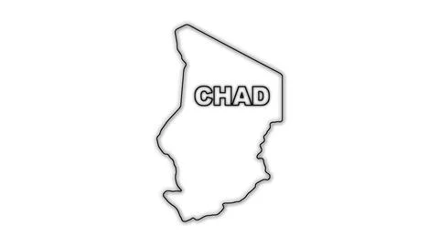 Black And White Chad Map Outline Minimalist Monochrome Illustration Stock Illustration