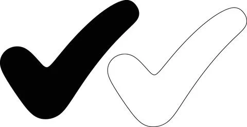 Black and white check mark symbol vector Stock Illustration